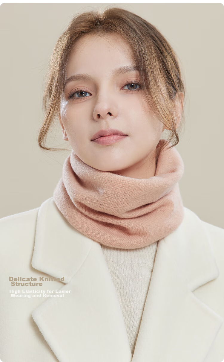 JIUMU Pure Wool Warm Neck Gaiter for Women, Autumn And Winter Thickened Cold-Proof Neck Protector, Women's Neck Warmer, Outdoor Scarf for Winter 4
