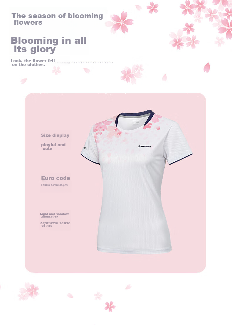 KAWASAKI Badminton Outfit for Women, Quick-Dry T-Shirt Sports Skirt Floral Two-Piece Set A2808 Frost White XL 7