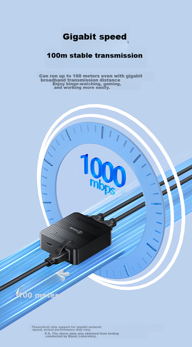 BIAZE Network Cable Splitter Two-In Gigabit Network Extender Simultaneous Internet Connection RJ45 Network Extension Connector Three-Way Head Broadband Router Interface Splitter 6