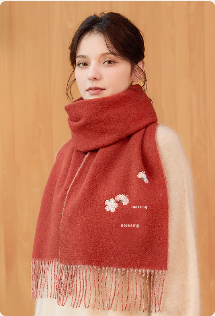 JIUMU Pure Wool Scarf for Women, Autumn And Winter Neck Warmer, Warm Shawl, Gift for Women And Mothers, Mid-Autumn Festival Birthday Gift Box Set 27