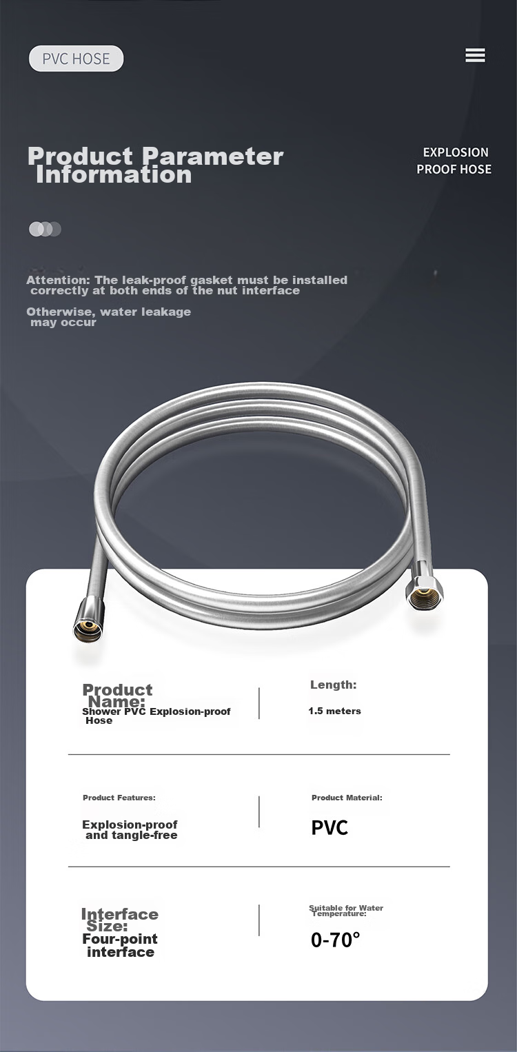 MEJUE Shower Head Hose, Cold And Hot Water Inlet Hose, Anti-Tangling Silver Shower Head Pipe Z-05306 11