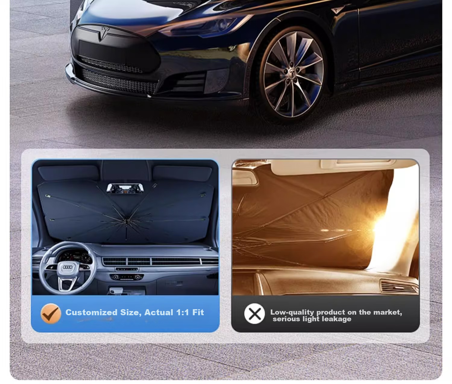 HELLOLEIBOO Laser Car Sunshade, Window Sun Protection, Heat Insulation Sunshade, Car Interior Dedicated Front Windshield Sunshade Cover 10