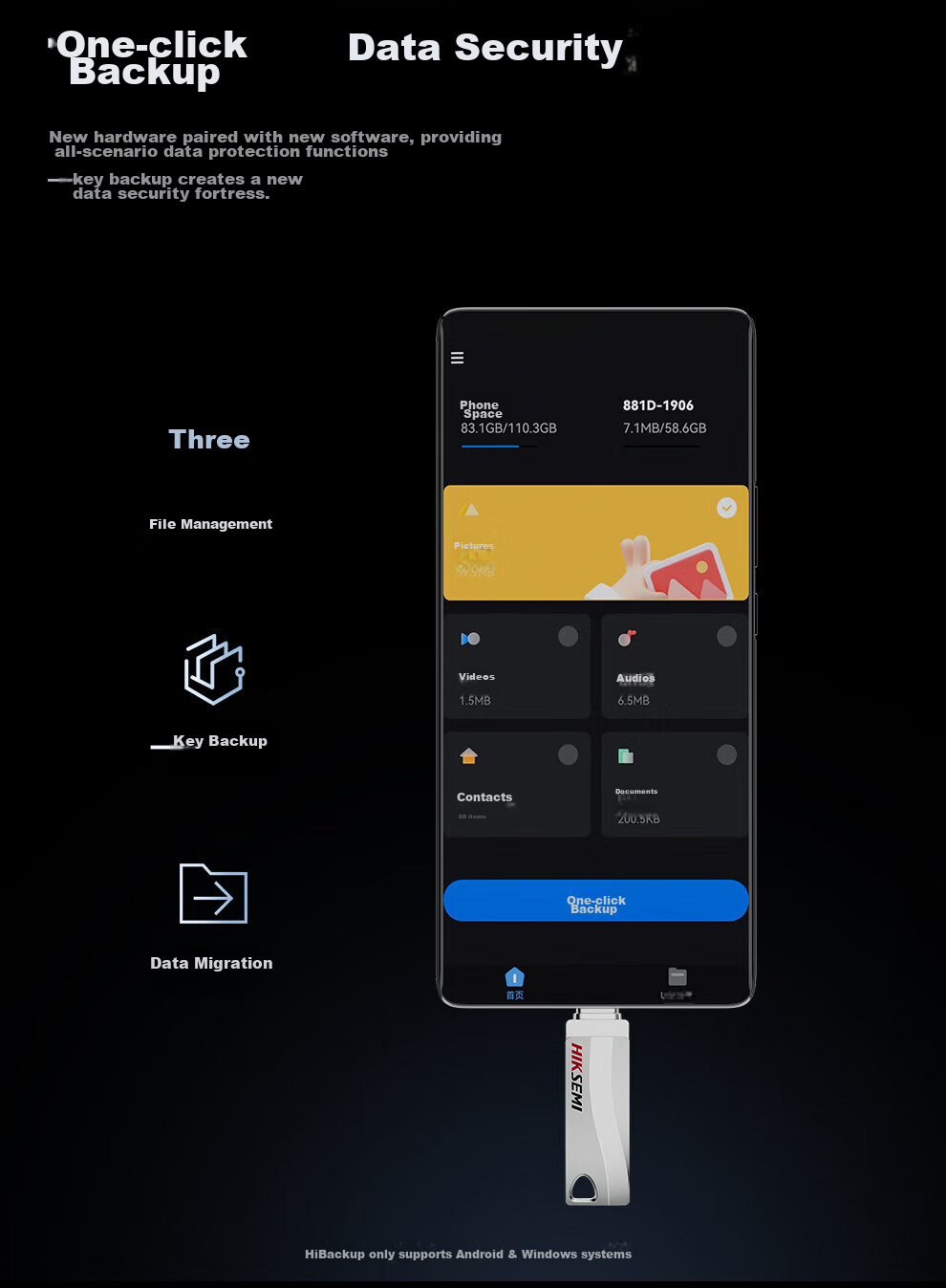HIKVISION 128GB Dual-Interface Type-C Smartphone USB Flash Drive S400, USB3.2 High-Capacity Fast Flash Drive, Read Speed 450MB/s, Compatible with Huawei And Apple Phones, Computers, Universal Thumb Drive 8