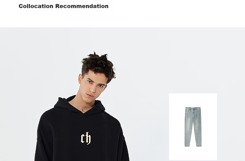 CHINISM CH Sweatshirt for Men, Spring And Autumn Classic Simple Couple's Top, Heavyweight American-Style Hoodie, Sports Casual Pullover Hooded Sweatshirt 4