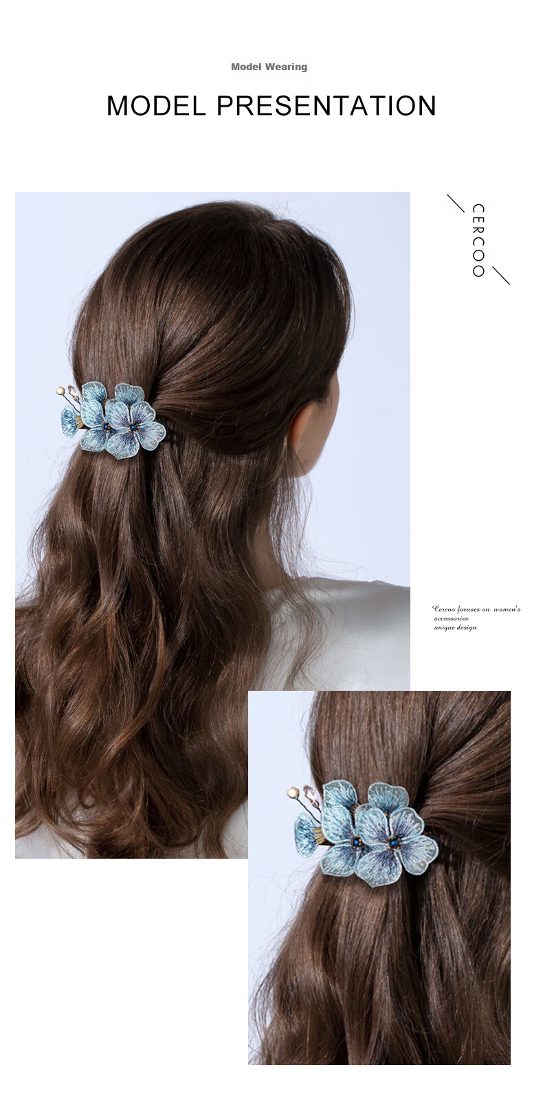 Cercoo Butterfly Hair Clip, Back of Head Hair Accessory, Spring Hairpin, Butterfly Barrette, Gift for Mom, Mid-Autumn Festival Present 4