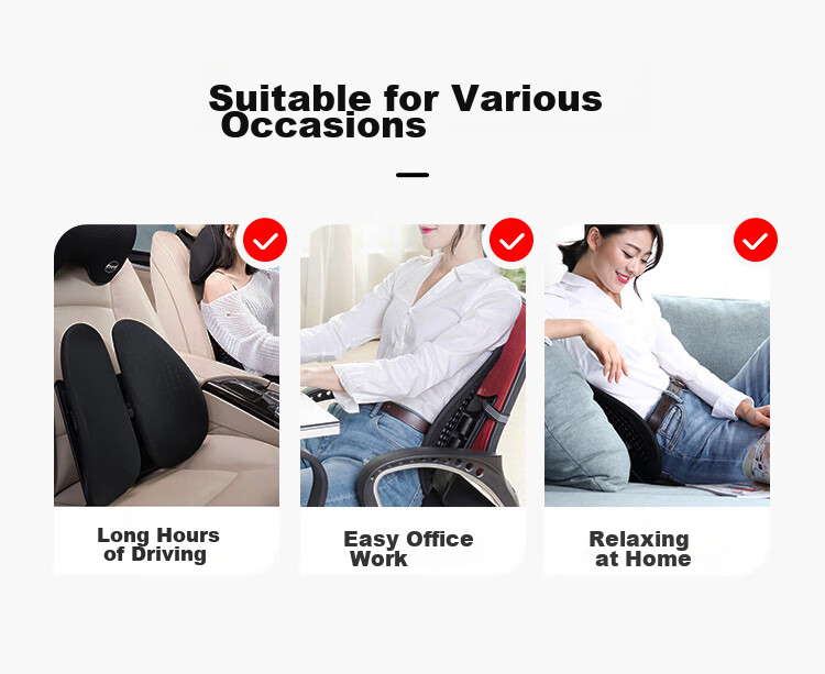 Pierre Cardin Pillow Backrest, Ergonomic Lumbar Support for Chair And Car Seat, Breathable Back Cushion for Pressure Relief, Black 3