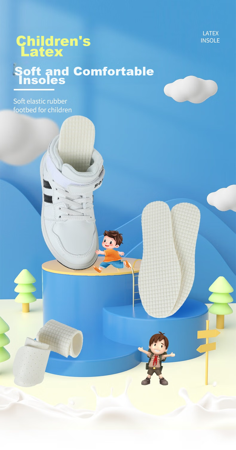 FOOTOPPO Children's Latex Insoles, Breathable And Soft, for Kids' Shoes And Sneakers, Ultra-Soft, Suitable for Infants And Toddlers, Can Be Cut to Size 1