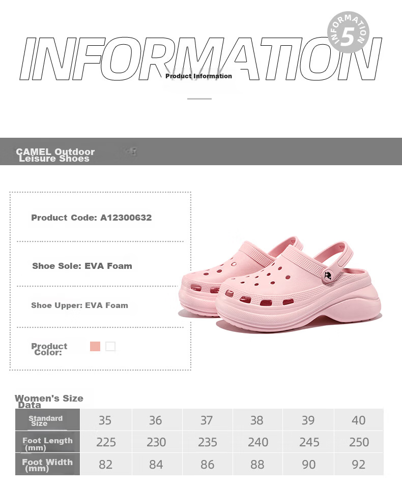 CAMEL Women's Perforated Shoes, New Summer Casual Fashion Outdoor Thick-Soled Non-Slip Closed-Toe Sandals And Slippers for Women, 0632 9