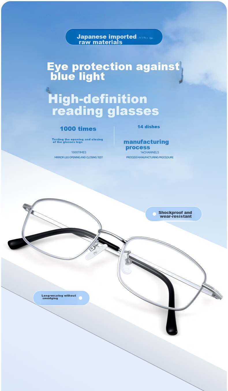 Wujiang Blue Light Blocking Reading Glasses for Men And Women, Imported High-Definition Presbyopic Glasses, 200 Degrees 1