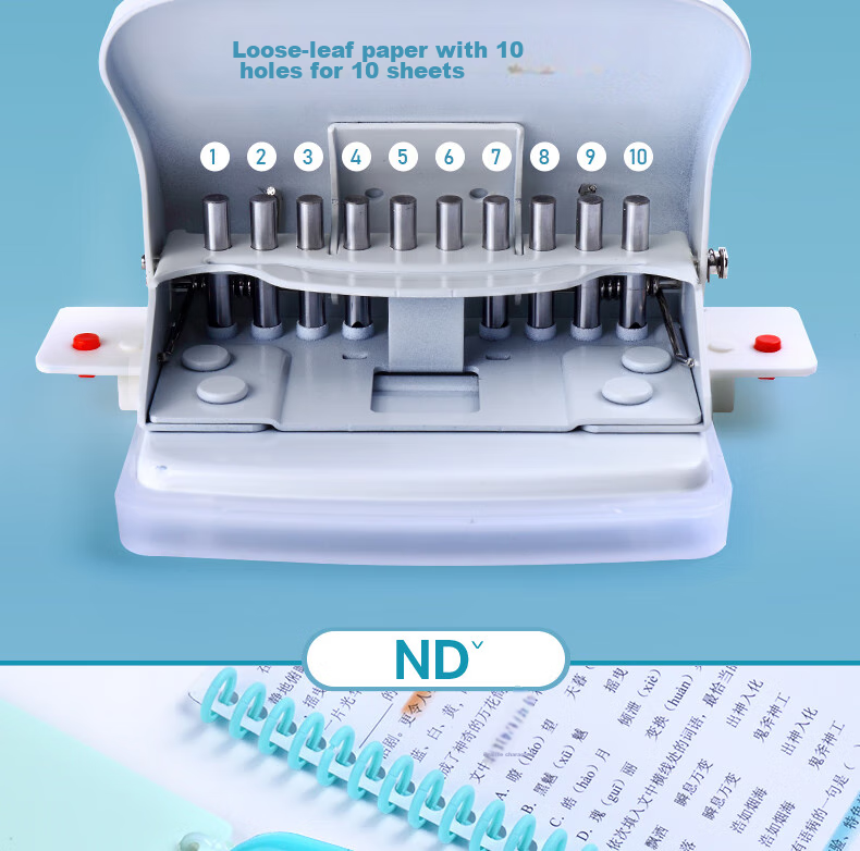 KW-Trio 20/26/30-Hole Puncher, Student Stationery Binding Tool for Loose-Leaf Notebooks, 10-Hole Puncher, Learning Aid, Student DIY Journal Tool, Hole Puncher 4