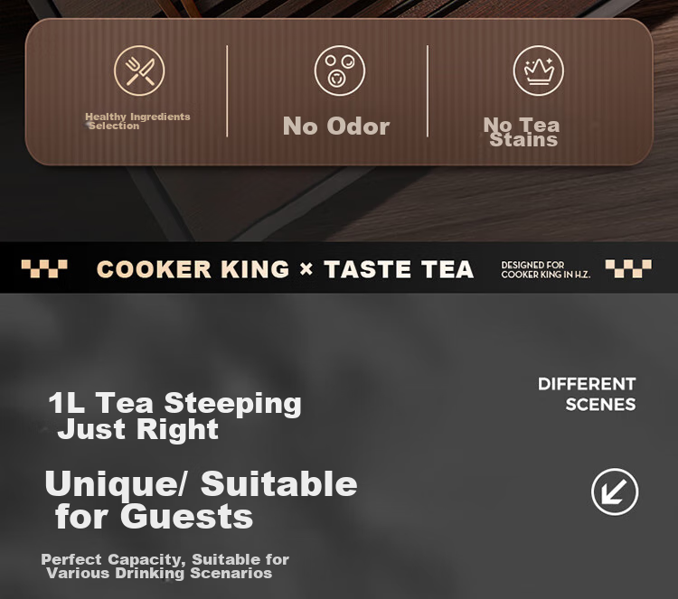 COOKER KING Ceramic Lock-In Large Capacity Tea Infuser Pot with Separate Compartments for Brewing And Insulating Tea, Black 1L 9