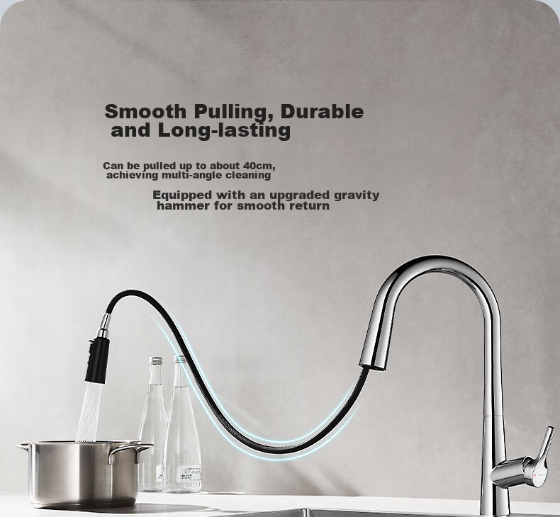 HEGII Kitchen Faucet, Seamless Pull-Out Multifunctional Sink Rotating Hot And Cold Water Tap HMF928-412 10