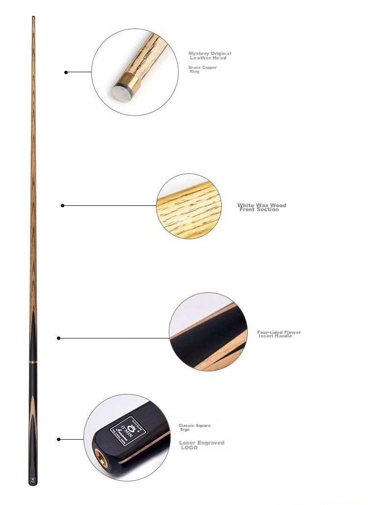 Aomi New Generation Gunner Pool Cue, Black Eight Small Tip, Chinese 8-Ball Medium Tip, 16 Pool Cue, Score-Chasing, 10mm Eight-Ball 6
