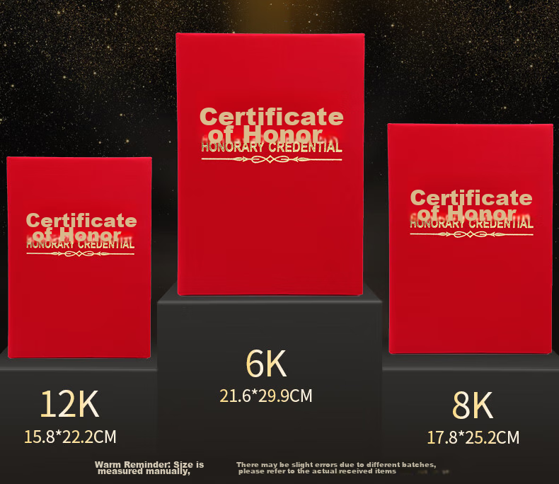 LISON 5901-6K Certificate Cover And Inner Pages, Award Certificate Velvet with Gold Foil High-Quality Cover, Award Protection Sleeve for Annual Meetings And Awards Ceremonies 2