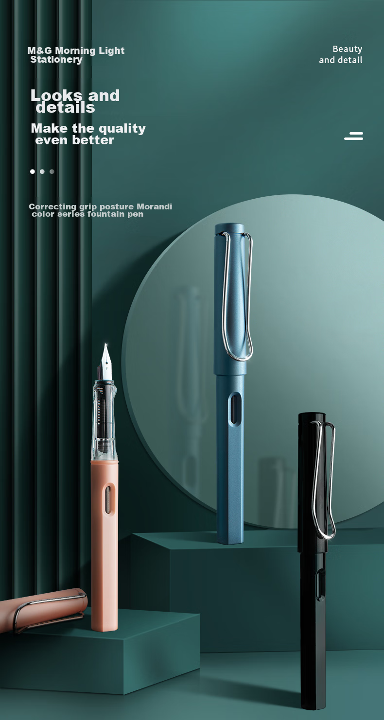 M&G Stationery, Elementary School Fountain Pen, Fine Nib for Male And Female Beginners, Back-To Handwriting Practice, Third Grade Posture Correction F Nib Signature Pen, Single Pen in Pearl Gray without Ink Cartridge AFPY522517 1