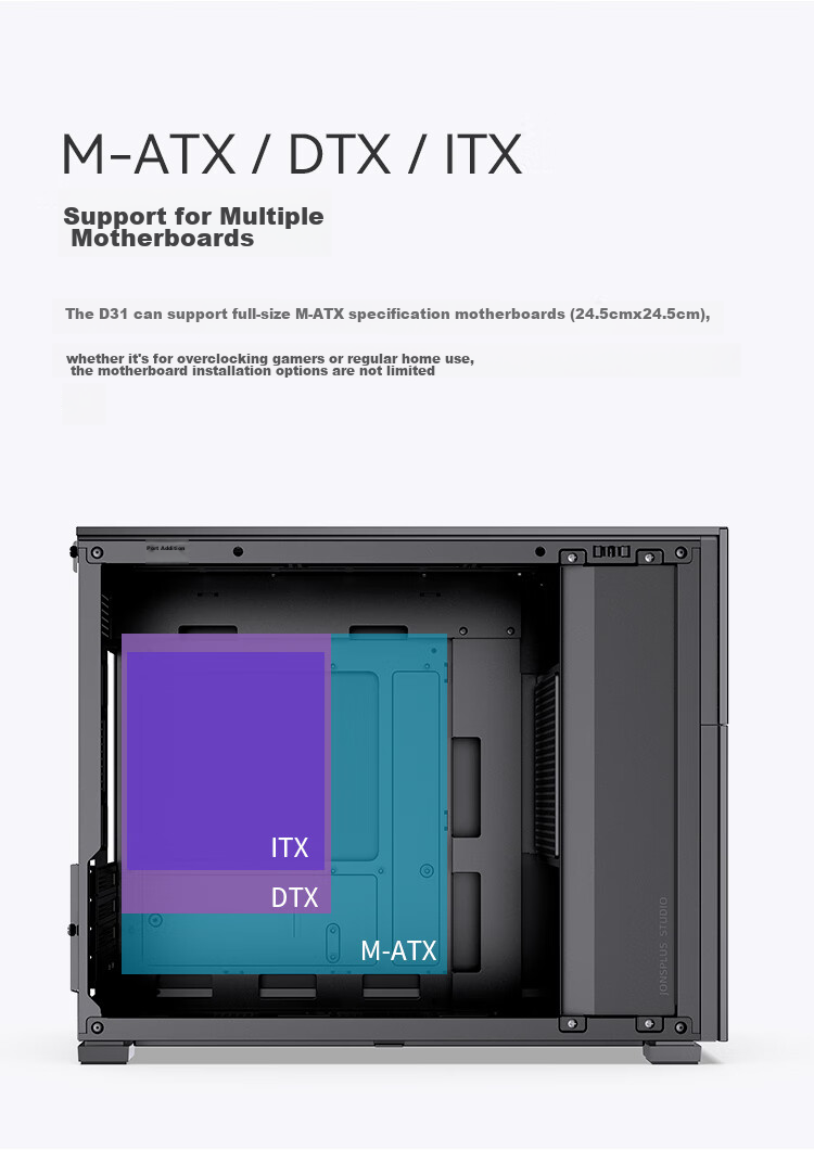 JONSBO D32 PRO White MATX Desktop Small Case (Side Panel, Motherboard, Adjustable Cable Management, Supports MATX Motherboard, ATX Power Supply, 240mm Radiator Mounting) 15