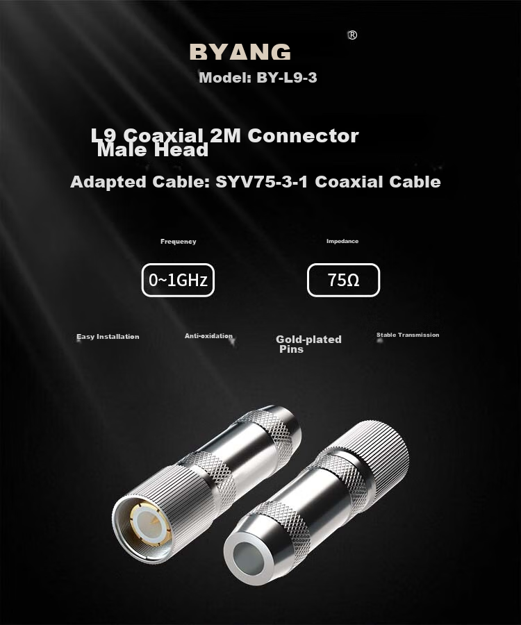 BOYANG L9 Head L9-J 2M Two-Meter Head E1 Siemens DDF RF Cable Plug Coaxial SYV-75 Cable Connector, Pack of 10, BY-L9 1