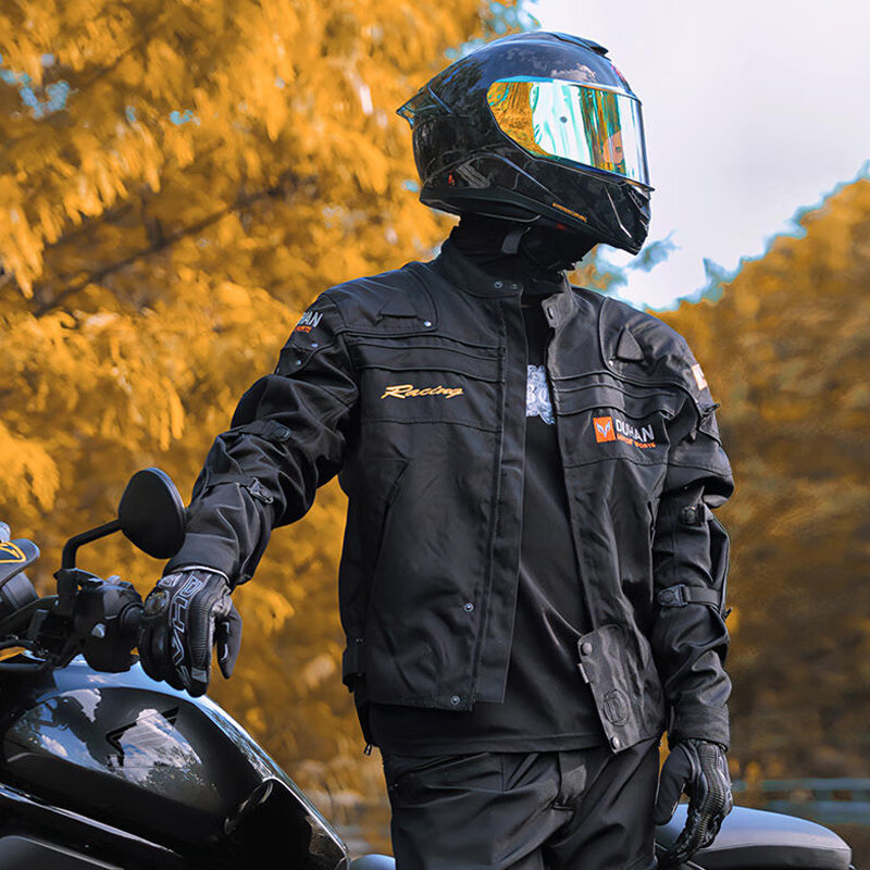 DUHAN D-020 DUHAN Motorcycle Riding Jacket for Men, All-Season Anti-Fall Motorcycle Suit, Off-Road Racing Suit, Rider's Suit, Black, Size M
