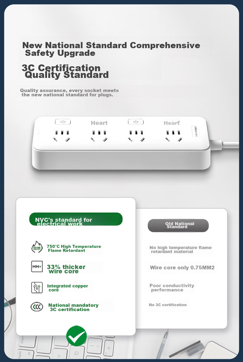 NVCleishidiangong 4-Outlet 1.8m Power Strip, Extension Cord, Socket Board, EP443 6
