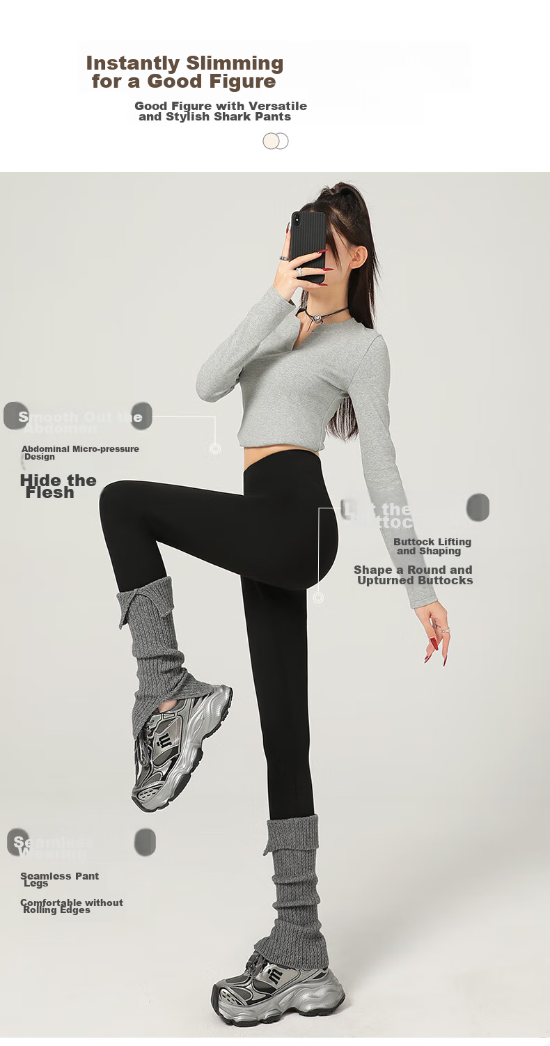 LangSha Butt-Lifting Leggings for Women, Autumn And Winter New Style, Thick Lambswool Yoga Pants, Tummy Control, Outer Wear Shark Pants 5