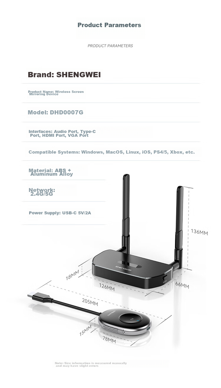 Shengwei HDMI Enterprise-Grade Wireless Screen Mirroring Device, High-Definition Conference Sharing, Laptop to Projector TV Transmitter, Point-To 50 Meters, DHD0007G 17