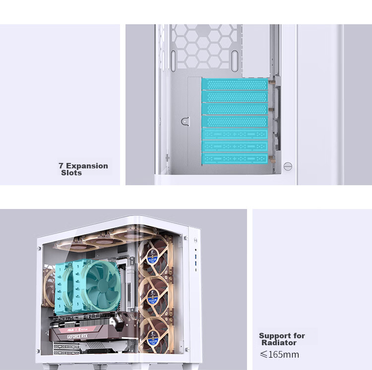 JONSBO TK-3 White Curved Panoramic ATX Case (Dual 360mm Radiator Support/ATX PSU/10 Fan Positions/Type-C Gen2 10Gbps+) 17