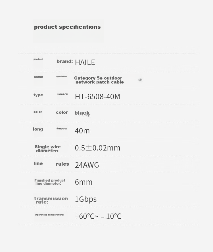 HAILE Cat5e Pure Copper Outdoor Special Network Cable for Engineering And Home Use, Waterproof And Sun-Resistant with RJ45 Connectors, 40 Meters, Finished Broadband Monitoring Outdoor Network Patch Cable HT-6508 12