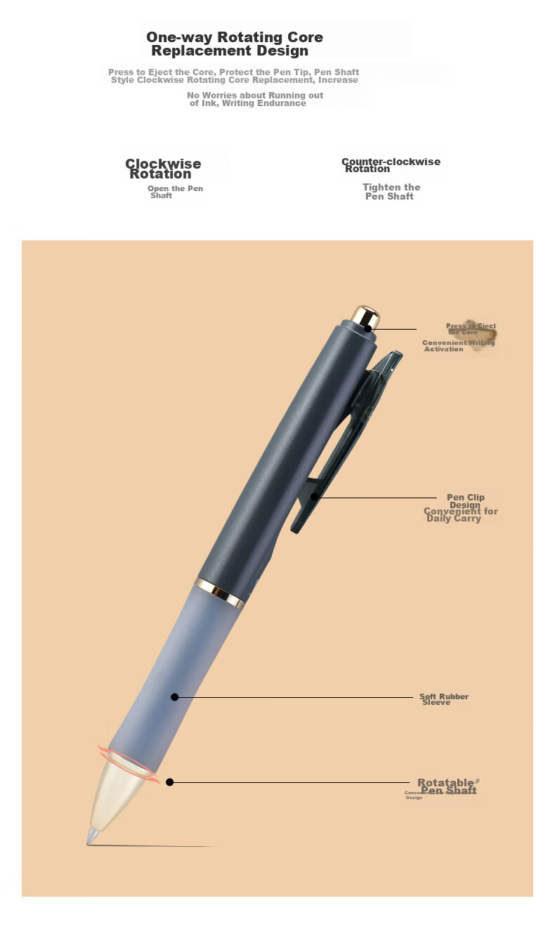 BAOKE PC3978 Premium Retractable Gel Pen 0.7mm Bullet Tip Signing Pen, Twilight Blue, Writing Black, Single Pe 8