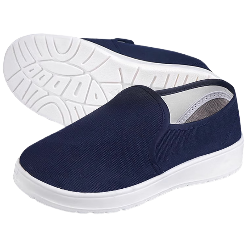 Mulang Anti-Static Mid-Top Shoes Thickened Soft Sole for Food Factory Clean Room, Unisex Dustproof Non-Slip Breathable Work Shoes Blue PU Mid-Top Shoes Size 37