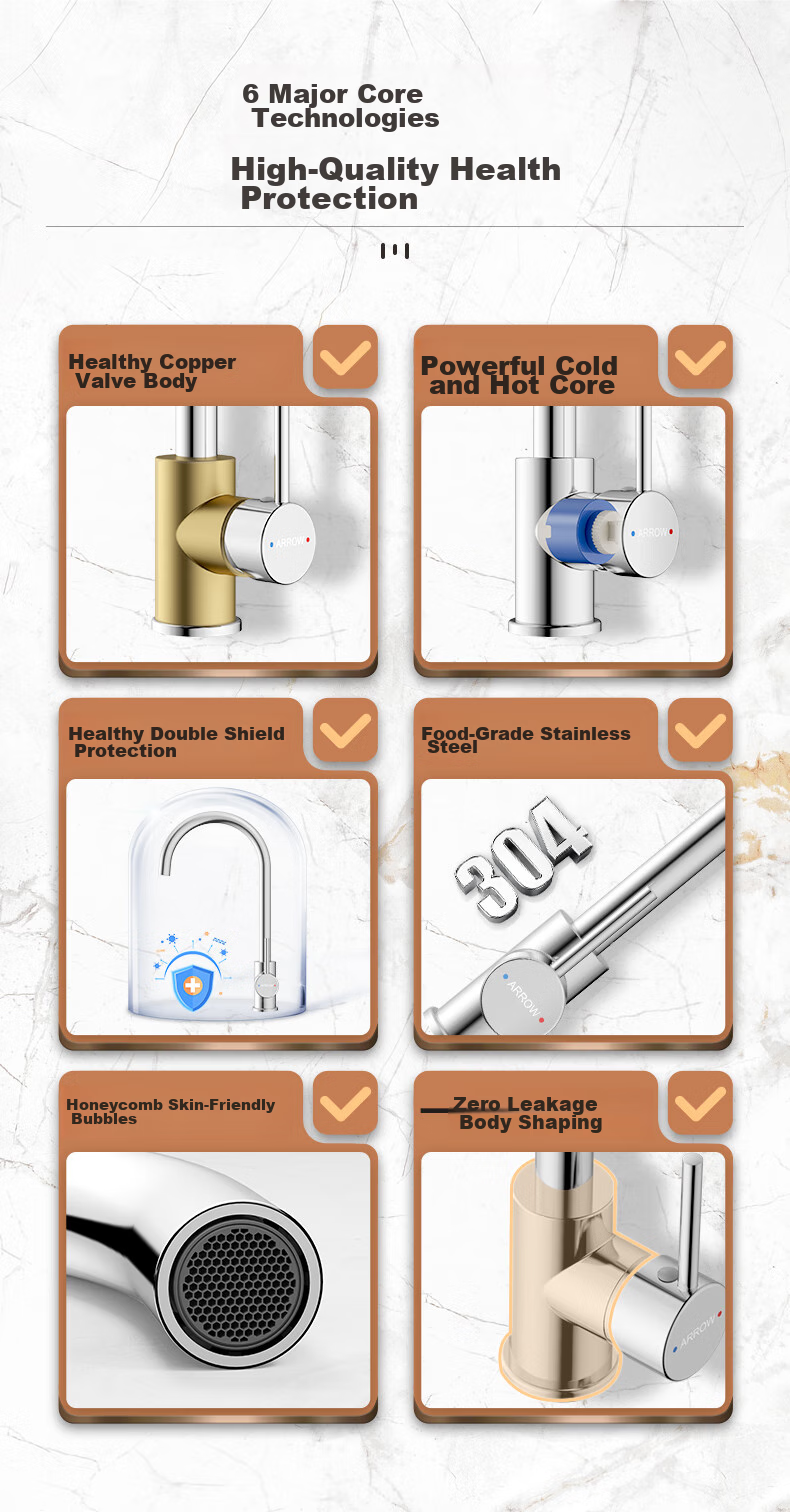 ARROW Kitchen Hot And Cold Faucet, Sink Tap, Healthy Tap, 360° Rotating Hot And Cold Dual Control AE45305CP 3