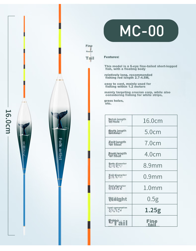 Minjianyiren Shallow Water Float Short Float Winter Fishing Shallow Bank Grass Cave Stream Ice Fishing Float Crucian Carp Baitiao Wild Fishing Bold Eye-catching Float 10
