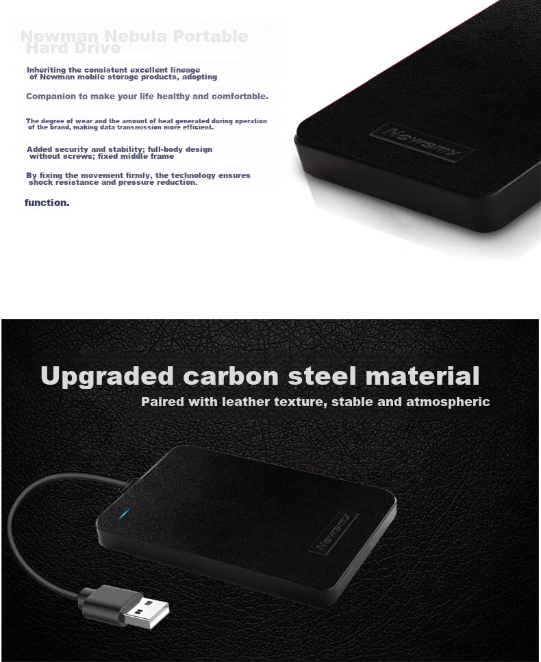 Newsmy 500GB Portable Mechanical Hard Drive StarFeng S Series USB 3.0 Hidden Cable Compartment 2.5 Inch Black Data Backup Large USB Drive 6