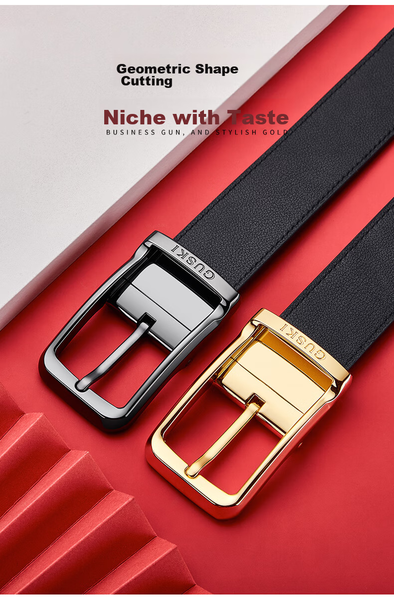 GUSKI Brand Men's Genuine Leather Belt, Gift Box with Rotating Pin Buckle, Birthday Present for Boyfriend Or Husband 6