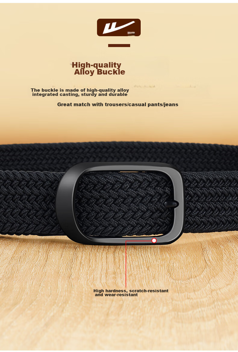 Huili Canvas Belt for Men And Women, No-Drill Tactical Elastic Woven Belt, Versatile Loose-Fit Trouser Belt 6