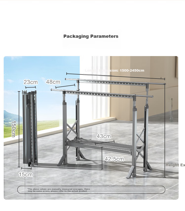 JD Original Floor Folding Double-Pole Clothes Drying Rack, Adjustable Aluminum Alloy Retractable Clothes Hanger for Outdoor Balcony And Bedding Drying 19