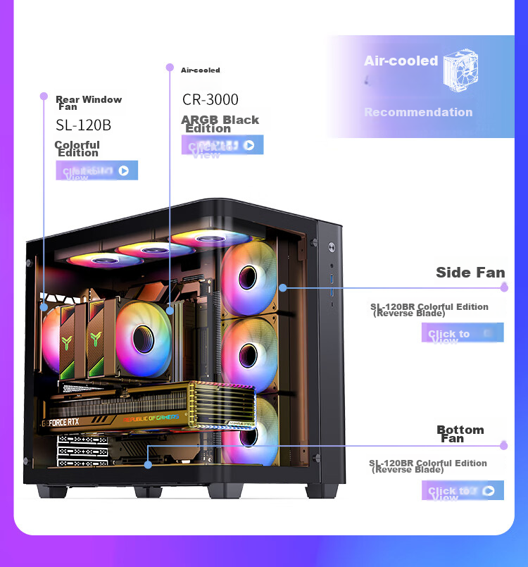 JONSBO TK-3 Black Curved Panoramic ATX Case (Dual 360 Radiator Support/ATX PSU/10 Fan Positions/Type-C Gen2 10Gbps+) 8