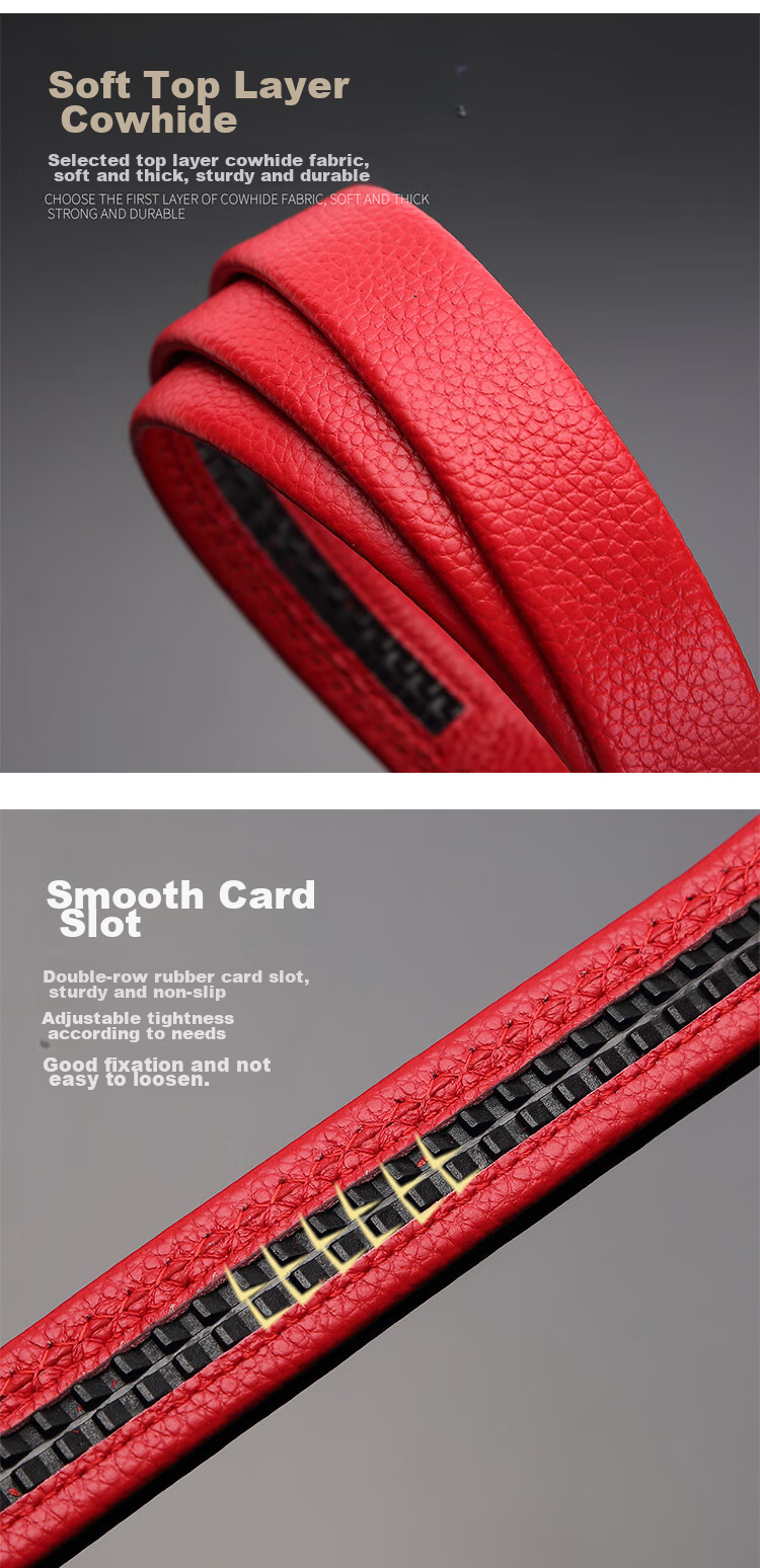 CROCODILE Top-Grain Leather Women's Automatic Buckle Belt, Business Belt, Birthday Gift for Girlfriend, T1561 Black 7