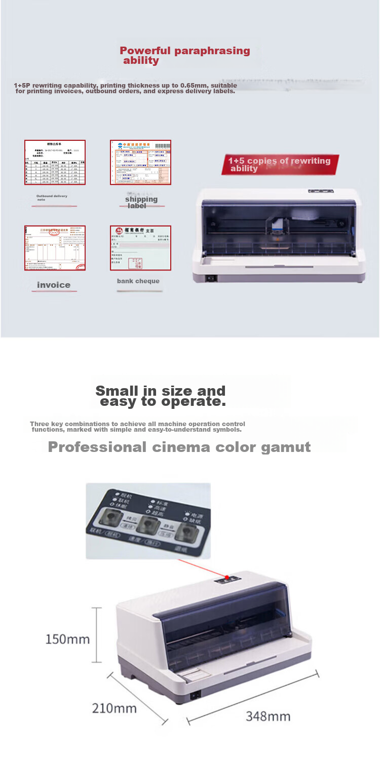 DPK 700 82-Column Dot Matrix Printer, 1+6 Pairs 24 Pins (Parallel Port), Stable And Durable, Flat Push-Type Tax Control Bill Express Delivery Single Printer 4