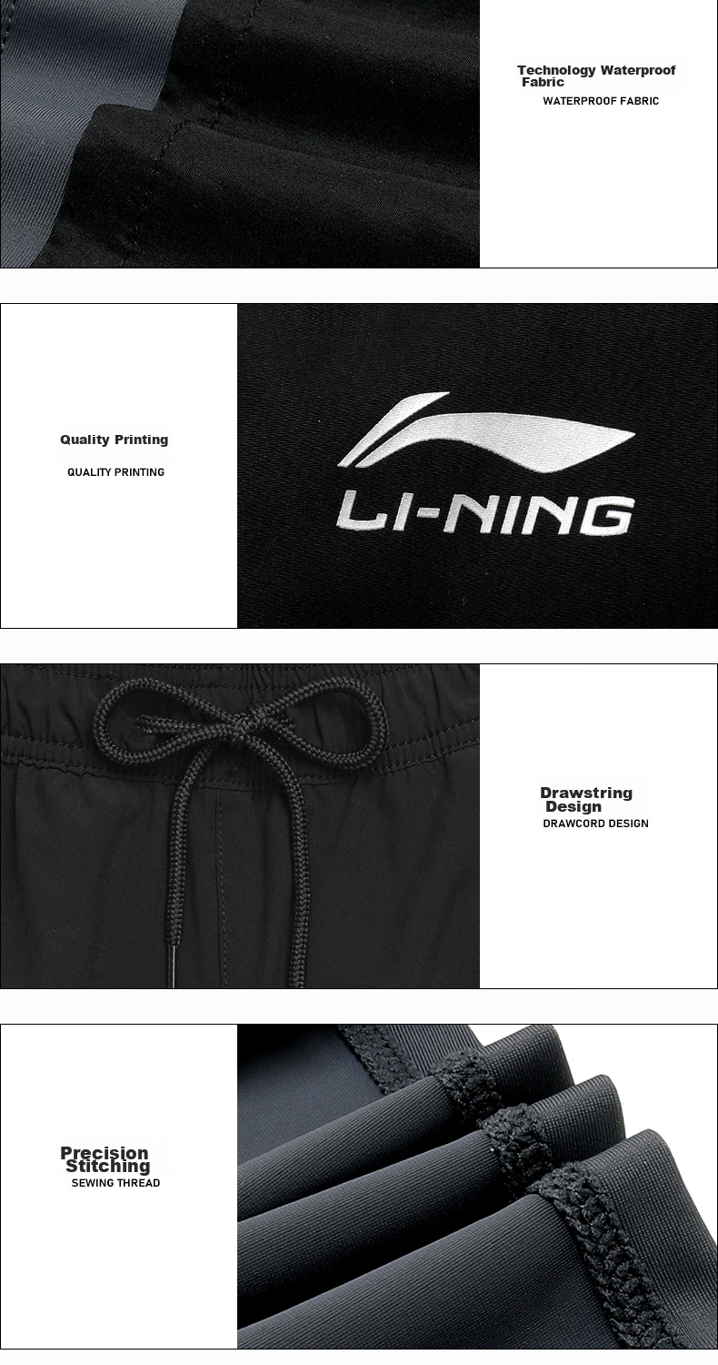 Li-Ning Men's Swim Trunks, Anti-Embarrassment Double-Layer Water And Land Dual-Use Swimming Trunks, Goggles, Swim Cap, Swimwear Set for Men, Non-Prescription XXL 16