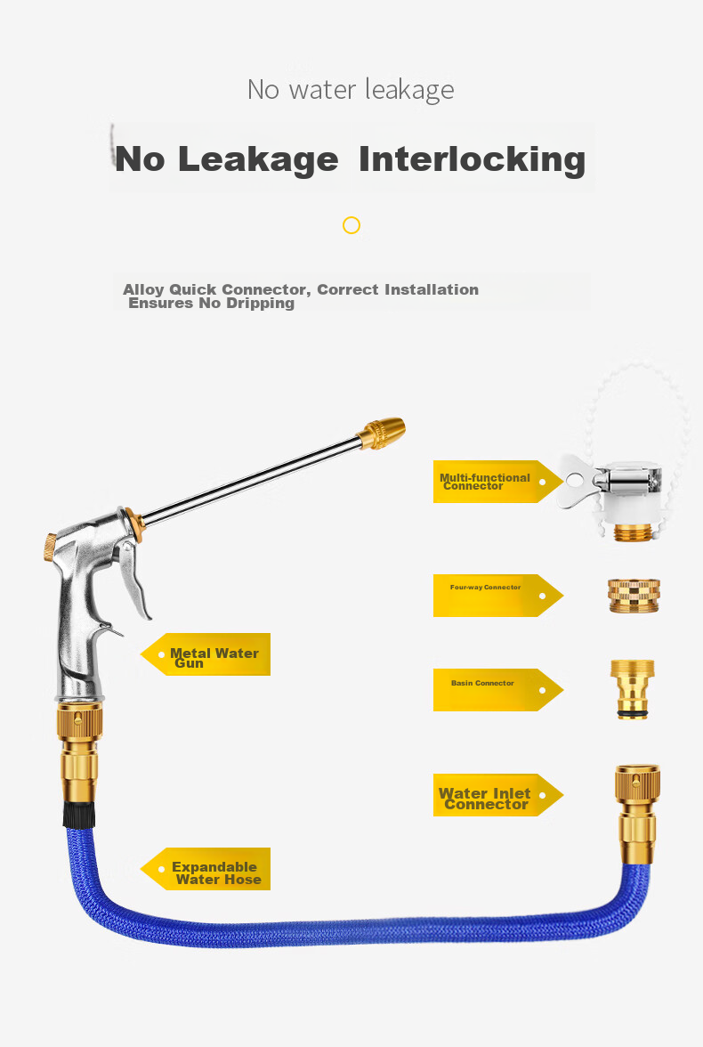 Xiangdaxia Car Wash Spray Gun, High-Pressure Water Gun, Hose, Flexible Hose, Watering Gun, Extendable Adjustable Hose, 22 Meters 13
