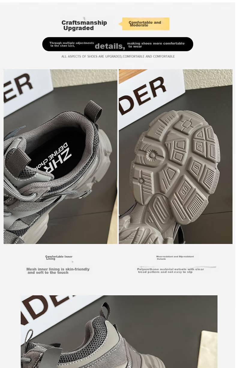 ZHR Dad Shoes for Women, Spring And Autumn Breathable Thick-Soled Heightening Casual Shoes, Fashionable Trendy Women's Shoes, G623, Dark Gray, Size 37 8