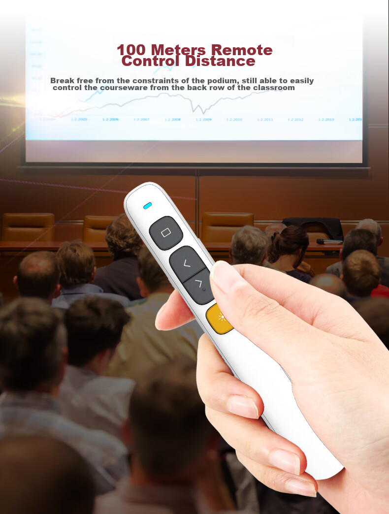 NORWII 100-Meter Remote Control PPT Seewo Page-Turning Pen for Teachers, Button Laser Pointer, Multimedia Volume Control, Wireless Presenter, Projection Pen N29 Red Light White 5