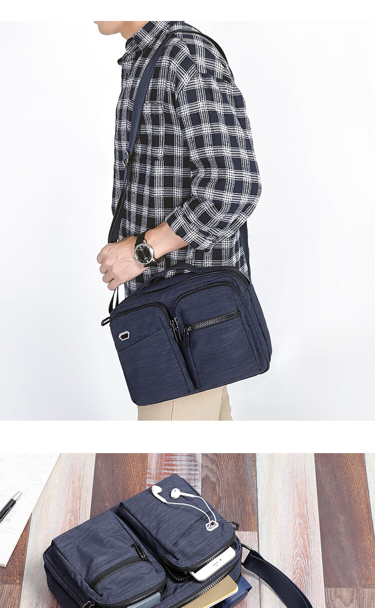 GOLF Nylon Shoulder Bag, Large Capacity Messenger Bag for Men, Multifunctional Crossbody Bag, Model 5I396466J, Blue-Gray Color 4