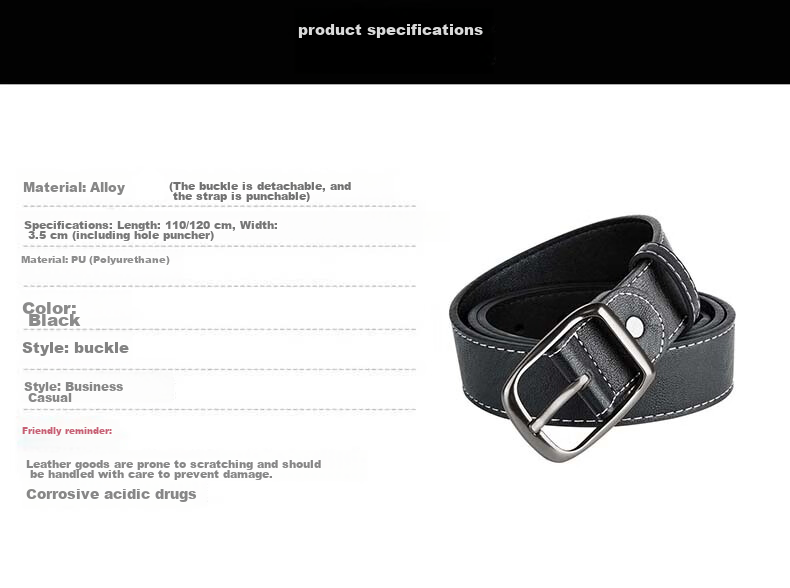 JEVI Men's Belt, Ins Student Korean Style, Youthful Denim Waistband, Trendy Versatile Pin Buckle, Fashionable Trouser Belt, Men's Leather Belt 1