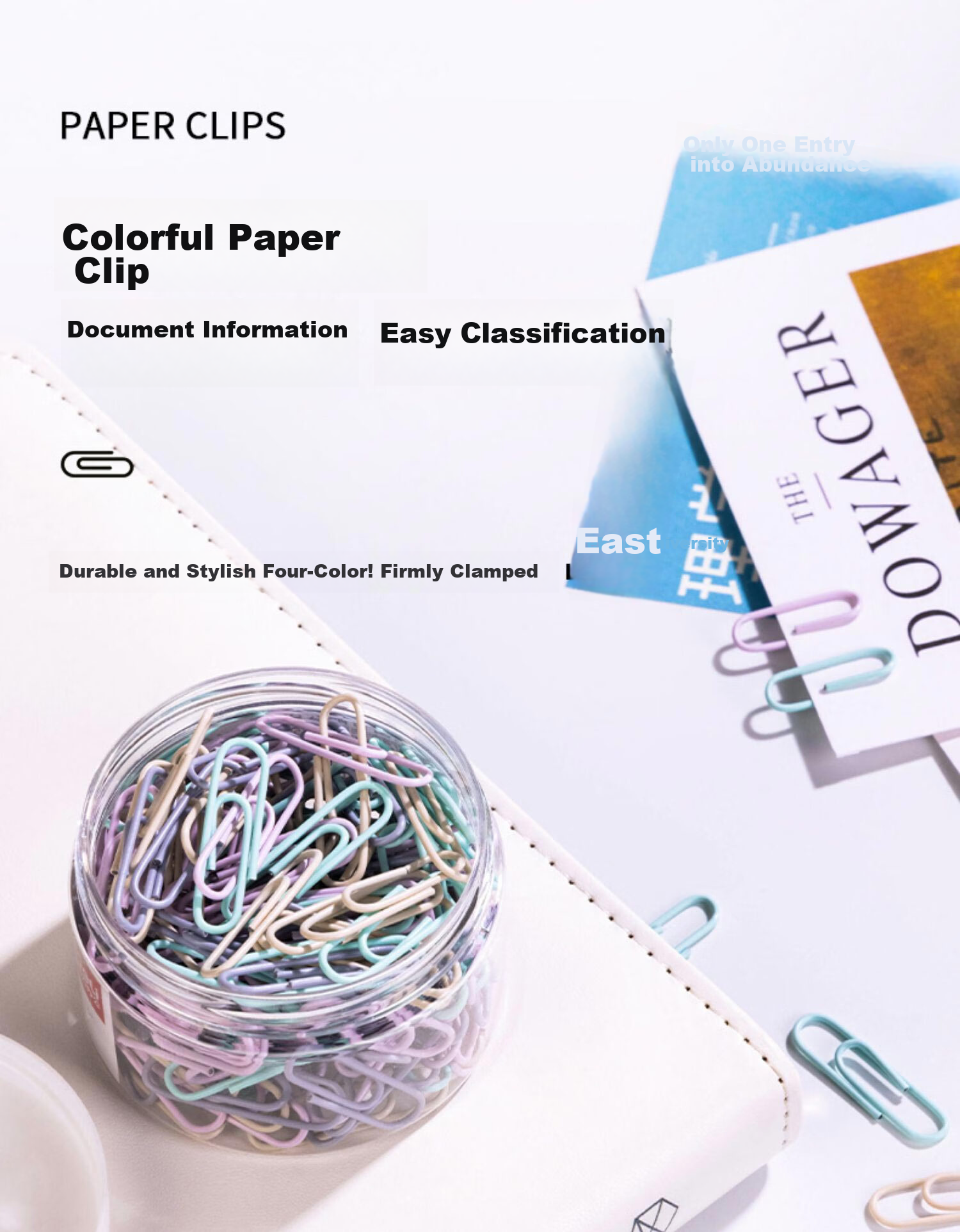 Licao Large Colorful Metal Paper Clips, Office Supplies, Document Organization, Morandi Colors, Nickel-Plated, Rust-Resistant, 500 Pieces in A Bucket 2