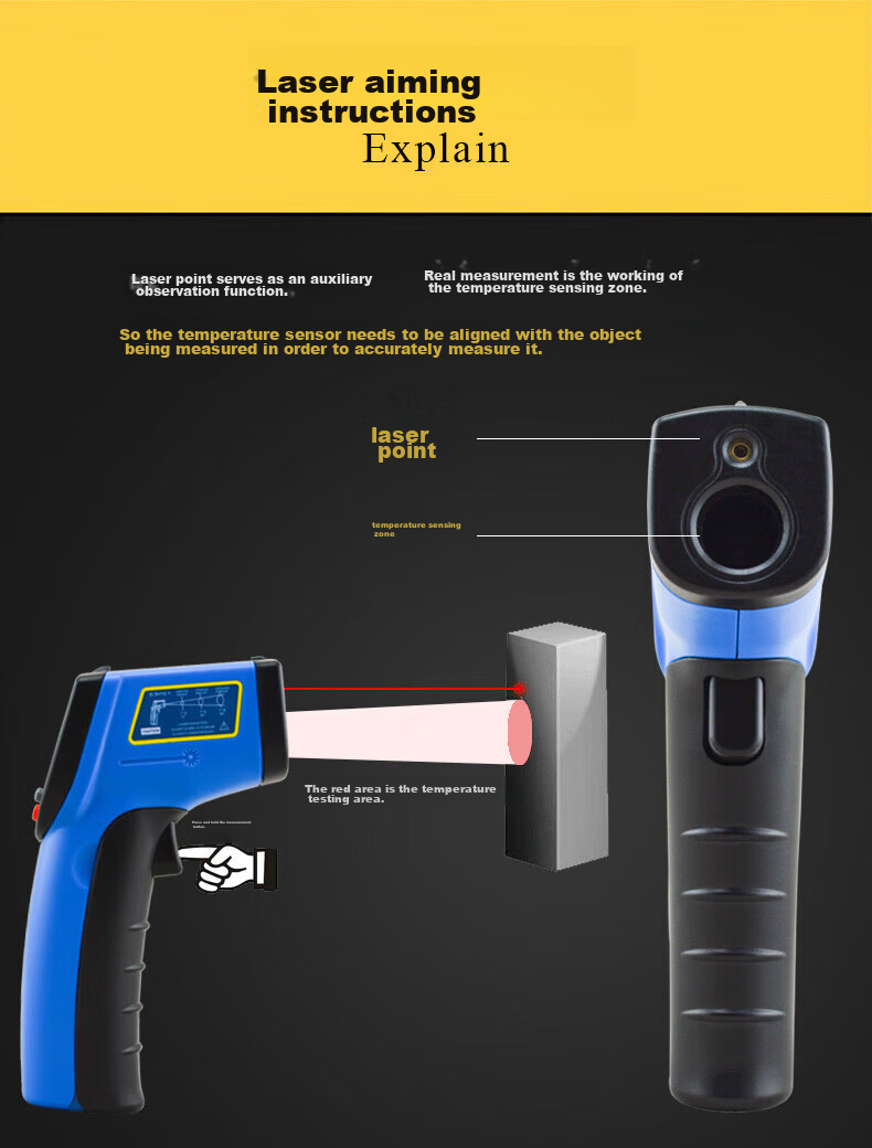 BENETECH Infrared Thermometer, Industrial Temperature Gun, Oil Temperature Measuring Instrument, Handheld Commercial Kitchen Thermometer GM321 7