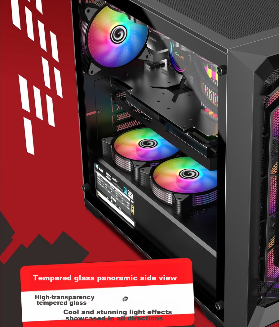 GALAX Voyager Gaming Office Desktop Computer Case (M-ATX Motherboard/Full Mesh Panel/Supports 360mm Water Cooling/Compatible with Long Graphics Cards/11 Fan Slots) 12