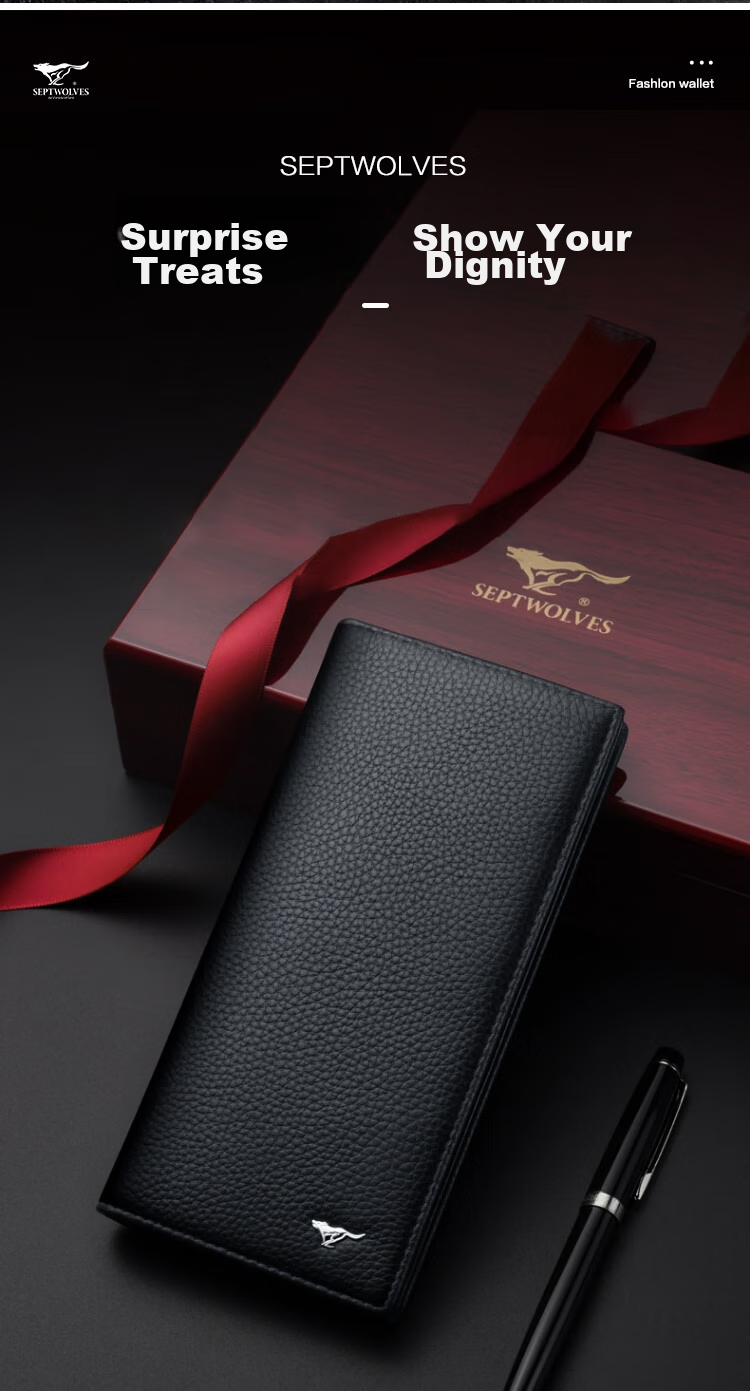 SEPTWOLVES Wallet, Men's Long Card Holder, Driver's License Holder, Practical Birthday Gift for Dad, Boyfriend, Husband, And Elders 4