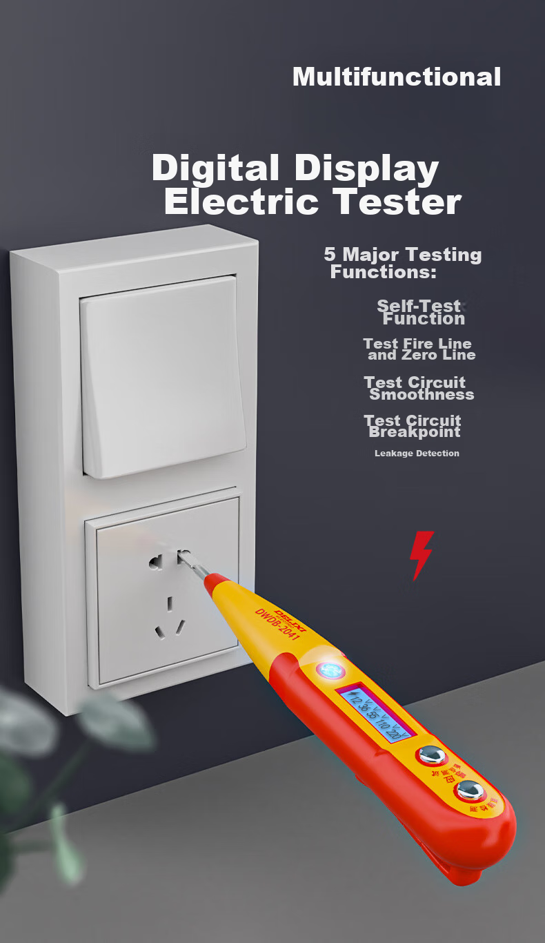 DELIXI Electrician's Voltage Tester, Specialized for Household Wire Testing, Multi-Functional Voltage Detector Pen for Checking Breaks And Points 3