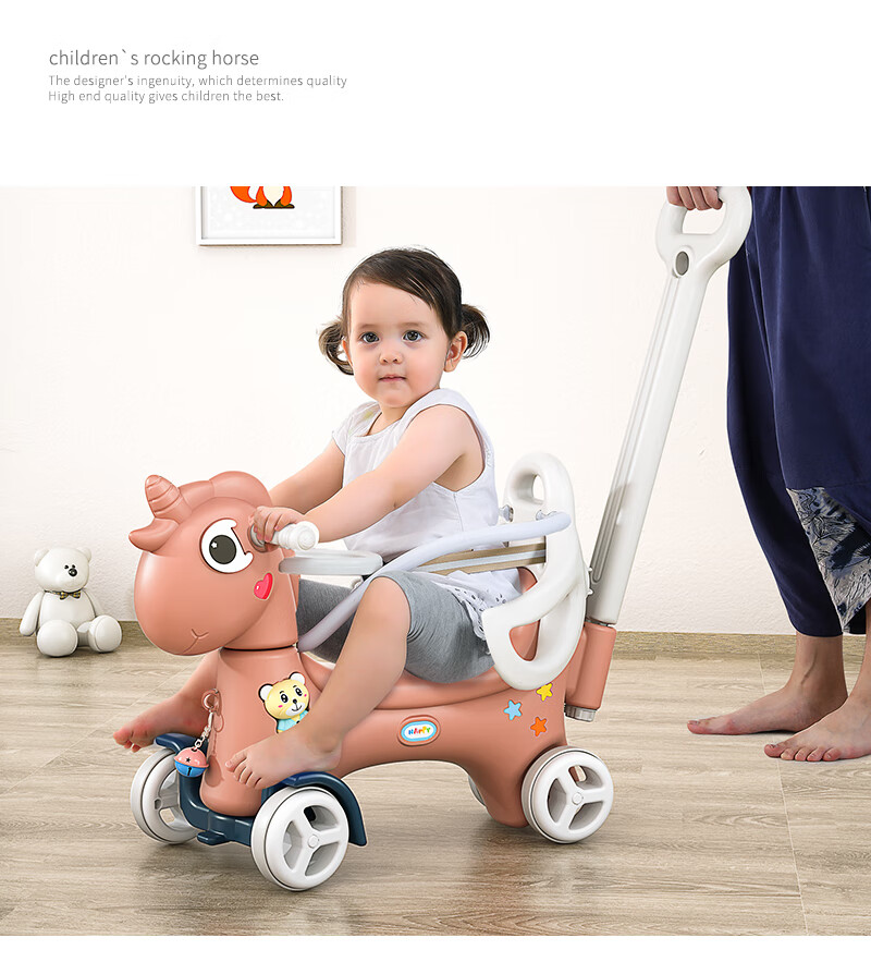 Youbeichen Children's Rocking Horse, Multifunctional Baby Wooden Horse, Rocking Car with Steering Function, First Birthday Gift 15